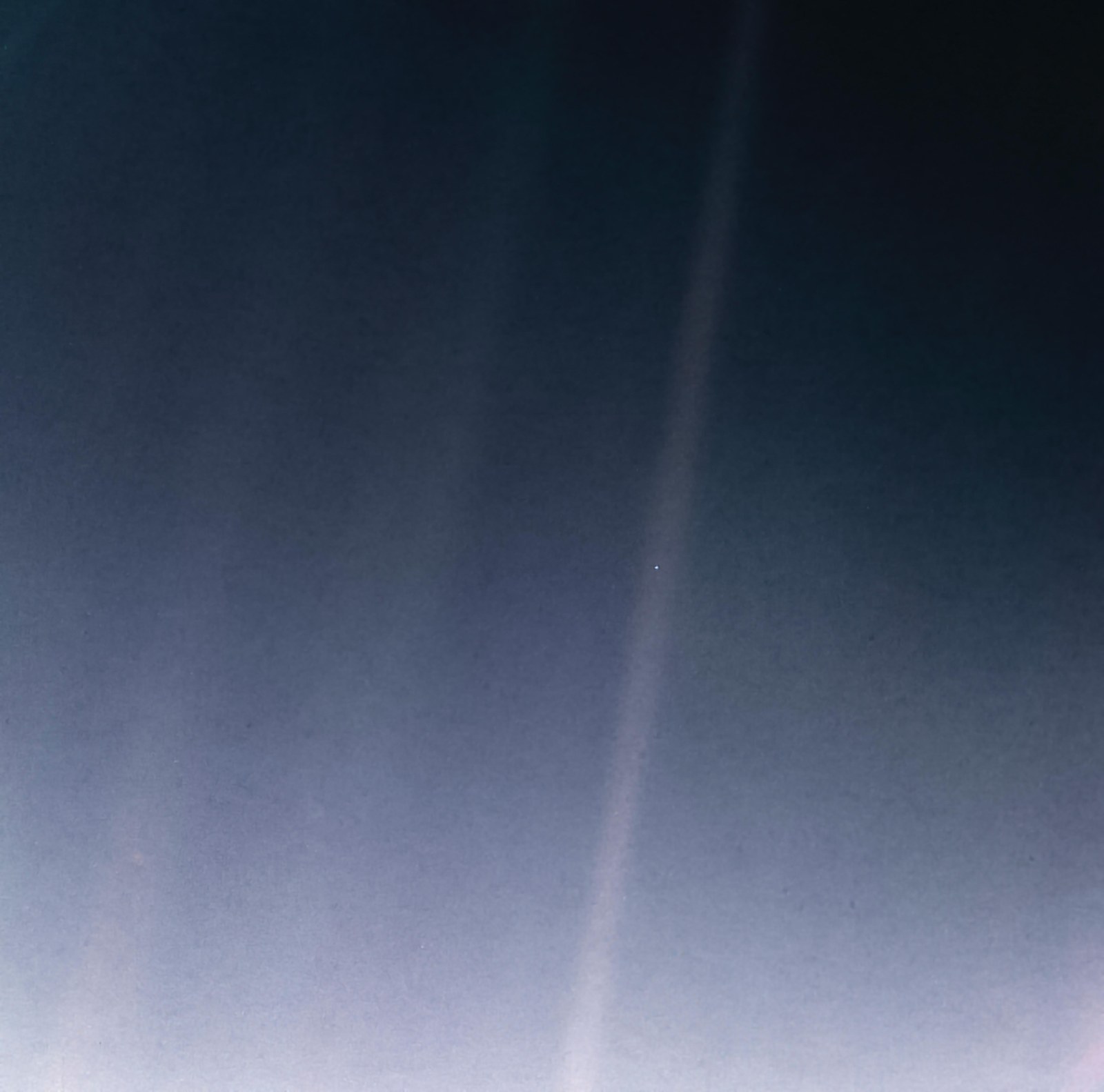 The Pale Blue Dot — Earth photographed by Voyager 1 from about 6 billion kilometres away